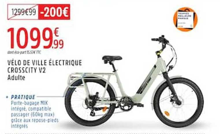 VÉLO DE VILLE ÉLECTRIQUE CROSSCITY V2 Adulte