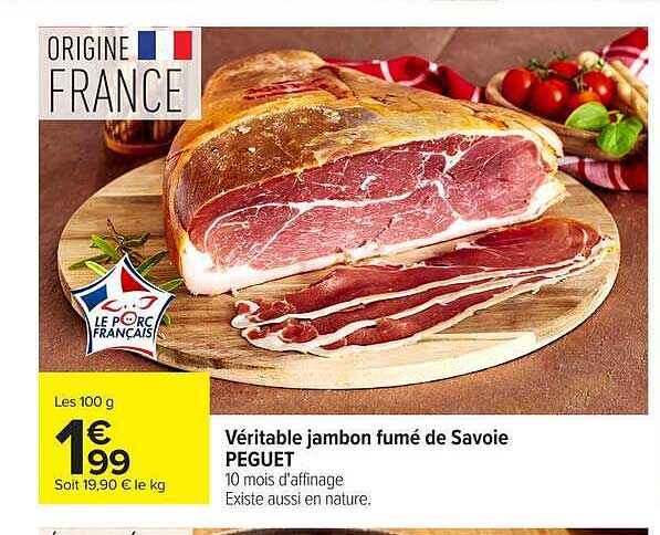 Véritable jambon fumé de Savoie PEGUET