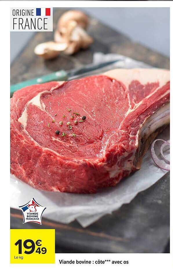 Viande bovine : côte*** avec os