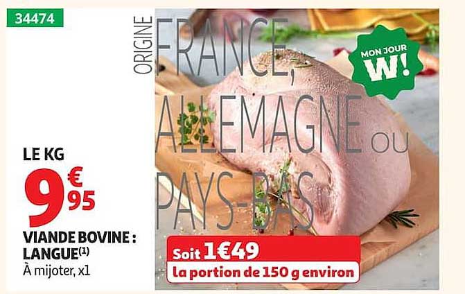 VIANDE BOVINE : LANGUE(1) À mijoter, x1