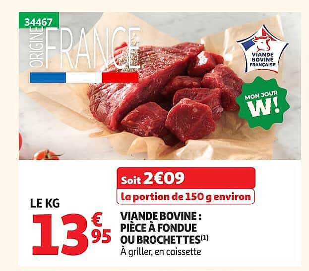 VIANDE BOVINE : PIÈCE À FONDUE OU BROCHETTES(1)