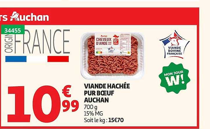 VIANDE HACHÉE PUR BOEUF AUCHAN
