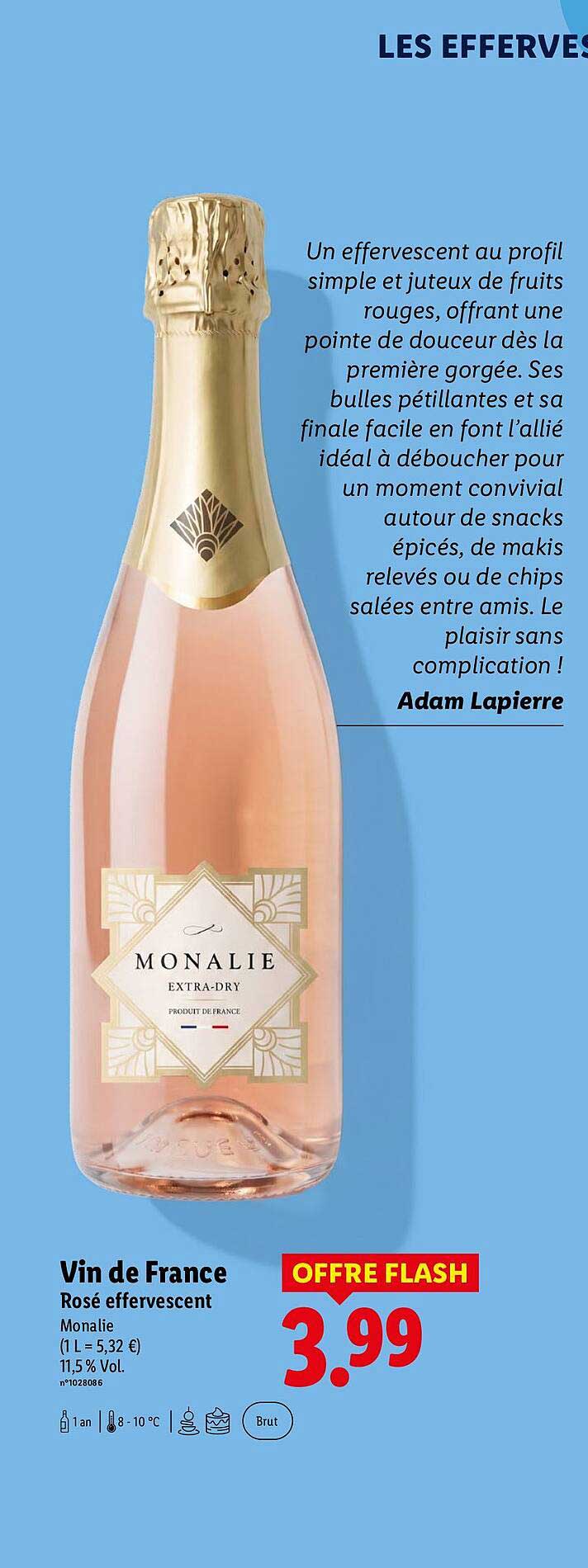 Vin de France Rosé effervescent Monalie