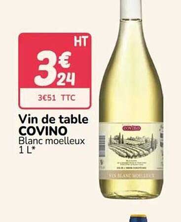 Vin de table COVINO Blanc moelleux 1 L*