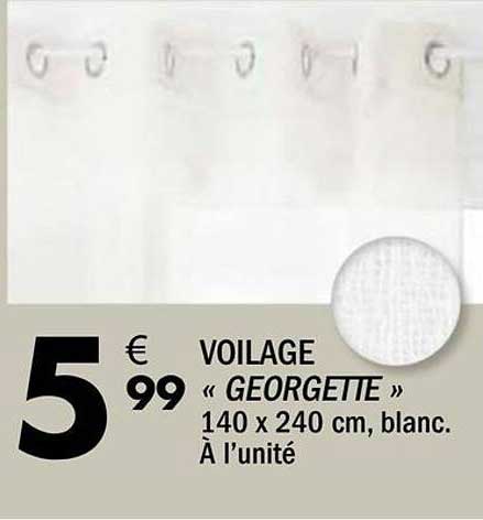 VOILAGE « GEORGETTE » 140 x 240 cm, blanc. À l'unité