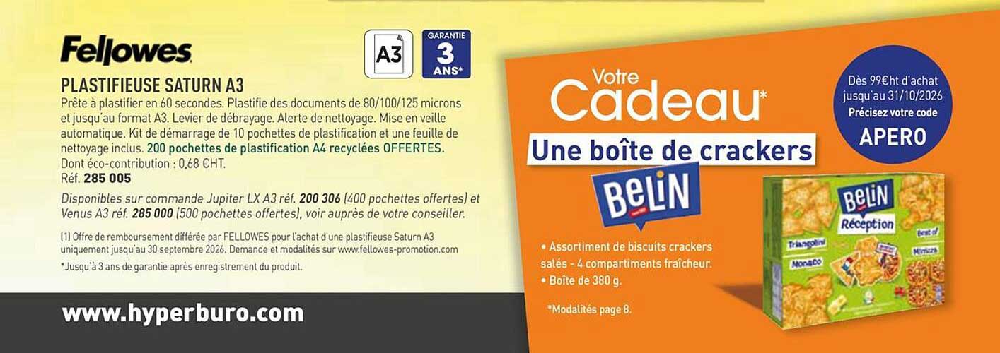 Votre cadeau* Une boîte de crackers Belin