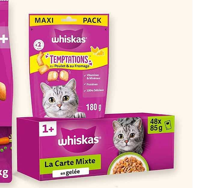 whiskas TEMPTATIONS au Poulet & au Fromage