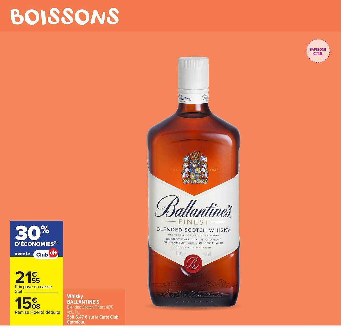 Whisky BALLANTINE'S Blended Scotch Finest 40% vol. 1L