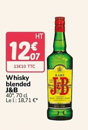 Whisky blended J&B 40° 70 cl