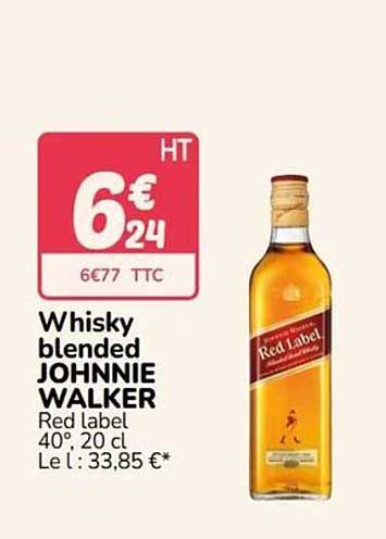Whisky blended JOHNNIE WALKER Red label 40°, 20 cl