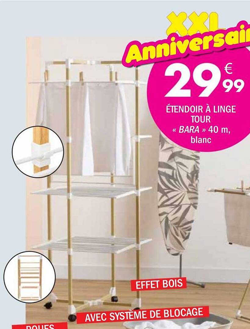 XXL Anniversaire ÉTENDOIR À LINGE TOUR « BARA » 40 m, blanc