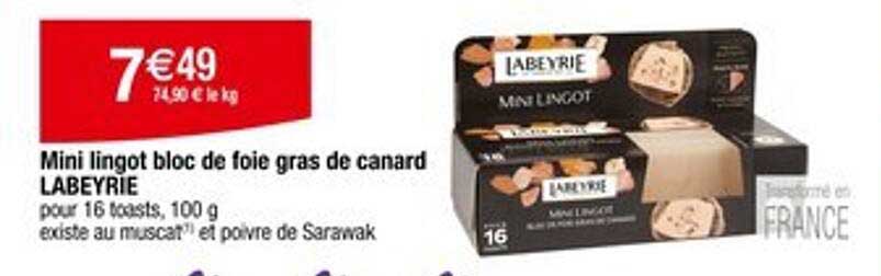 Mini lingot bloc de foie gras de canard LABEYRIE