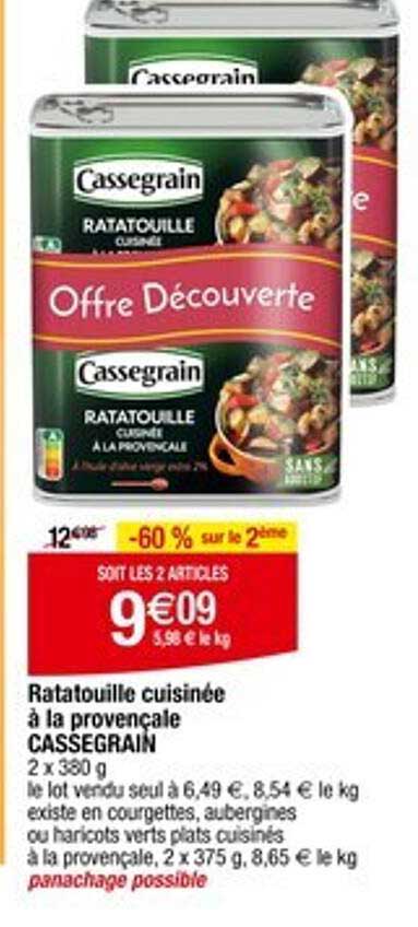 Ratatouille cuisinée à la provençale CASSEGRAIN
