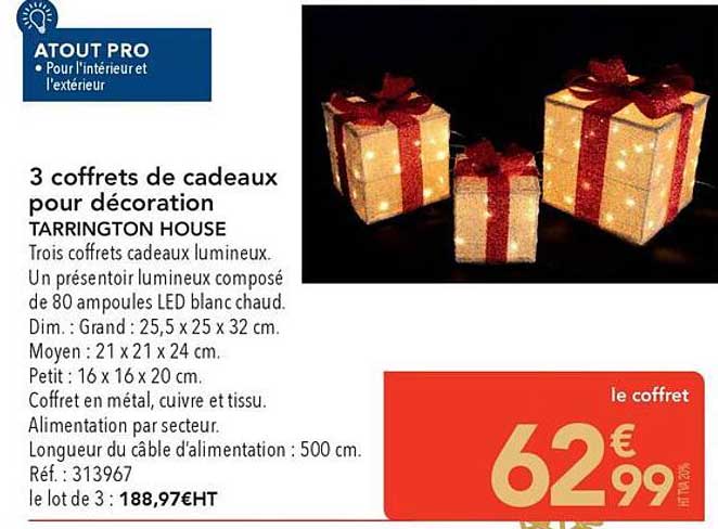 3 coffrets de cadeaux pour décoration TARRINGTON HOUSE
