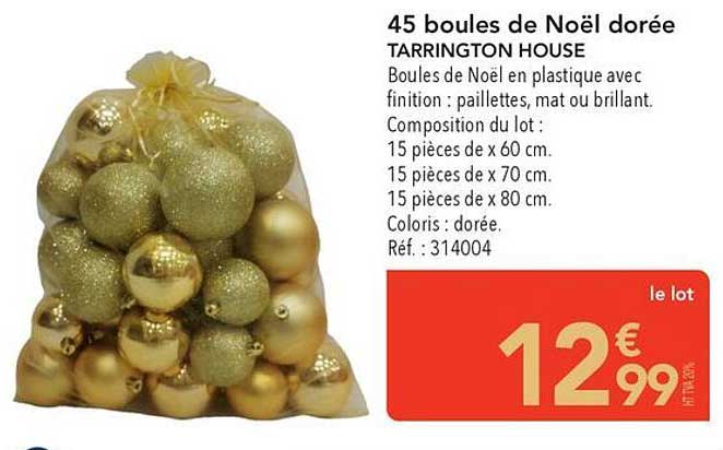 45 boules de Noël dorée TARRINGTON HOUSE