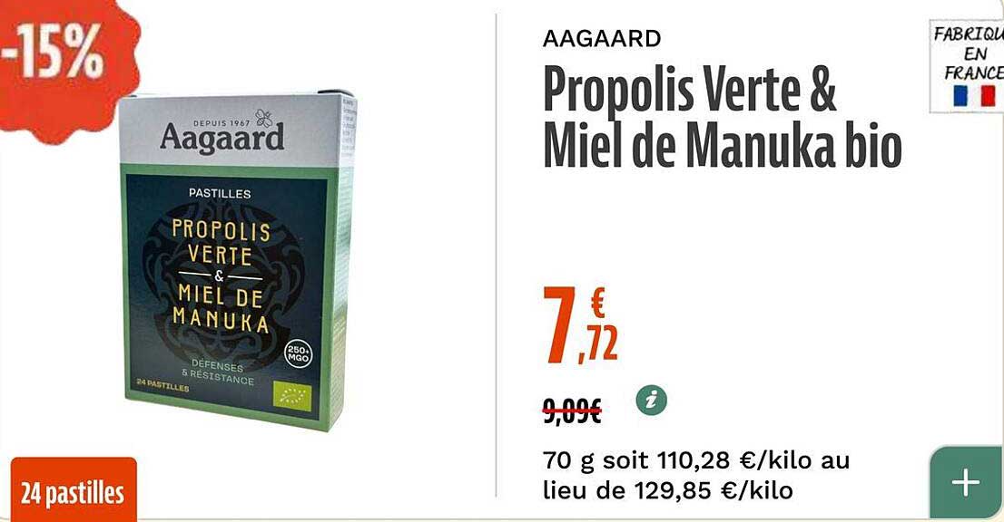 AAGAARD Propolis Verte & Miel de Manuka bio