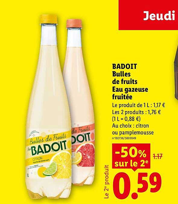 BADOIT Bulles de fruits Eau gazeuse fruitée
