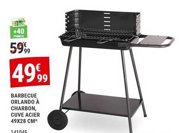 BARBECUE ORLANDO À CHARBON, CUVE ACIER 49X28 CM*