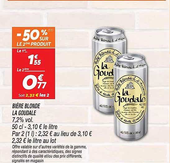 BIÈRE BLONDE LA GOUDALE 7,2% vol. 50 cl - 3,10 € le litre
