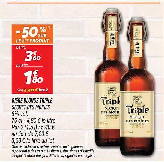 BIÈRE BLONDE TRIPLE SECRET DES MOINES