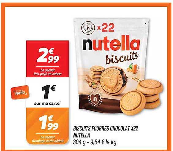 BISCUITS FOURRÉS CHOCOLAT x22 NUTELLA