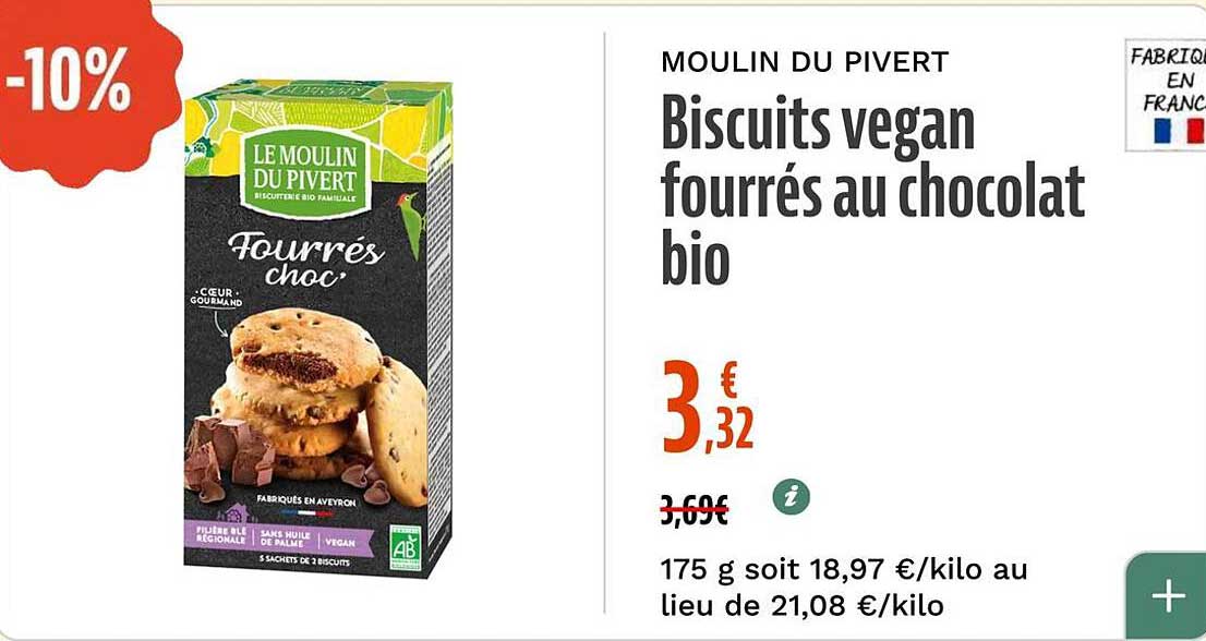 Biscuits vegan fourrés au chocolat bio