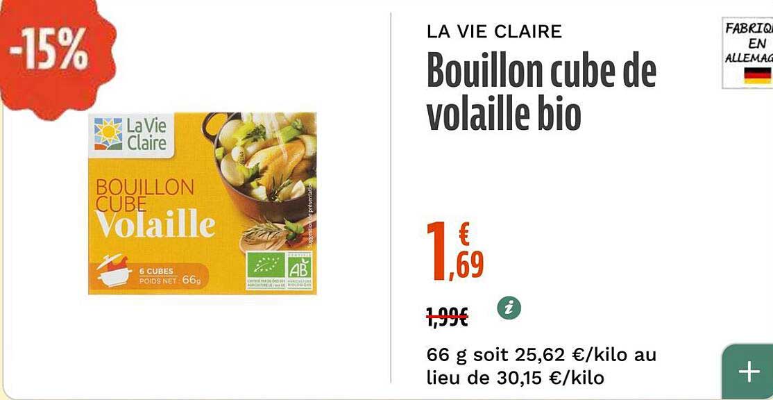 Bouillon cube de volaille bio