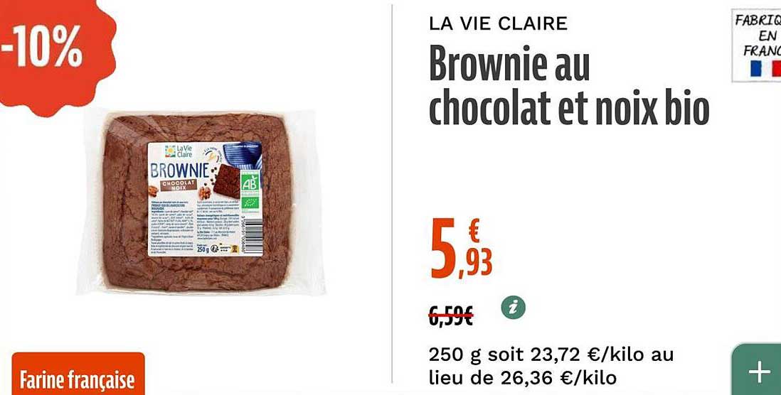 Brownie au chocolat et noix bio
