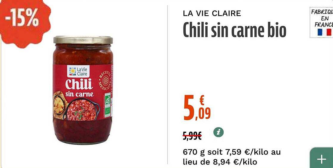 Chili sin carne bio