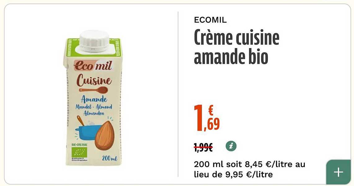 Crème cuisine amande bio
