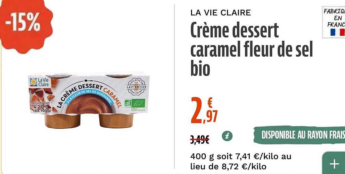 Crème dessert caramel fleur de sel bio