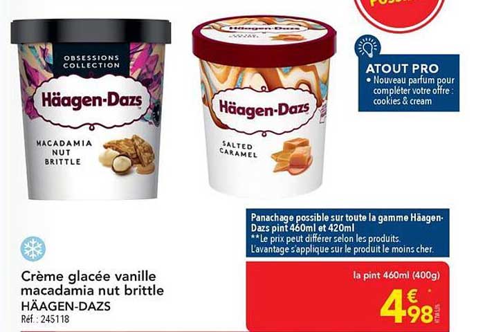 Crème glacée vanille macadamia nut brittle HÄAGEN-DAZS