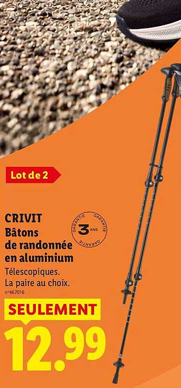 CRIVIT Bâtons de randonnée en aluminium