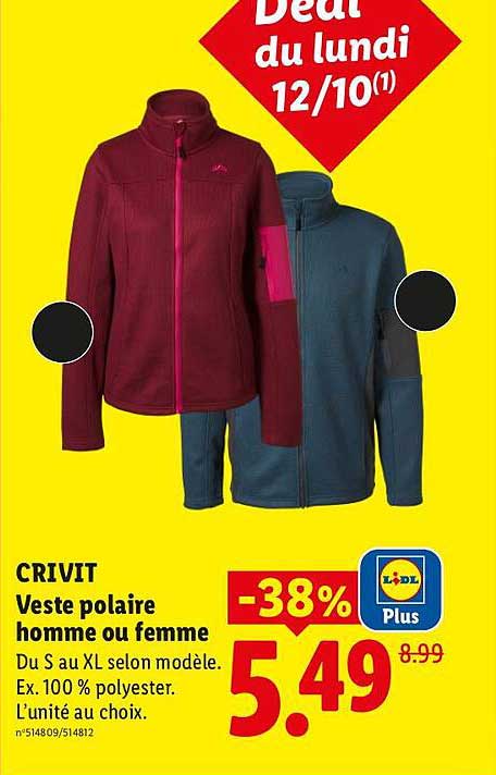 CRIVIT Veste polaire homme ou femme