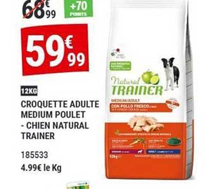 CROQUETTE ADULTE MEDIUM POULET - CHIEN NATURAL TRAINER