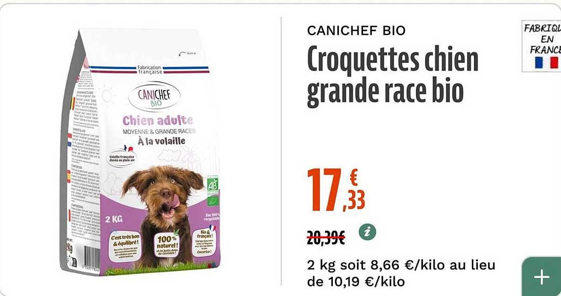 Croquettes chien grande race bio