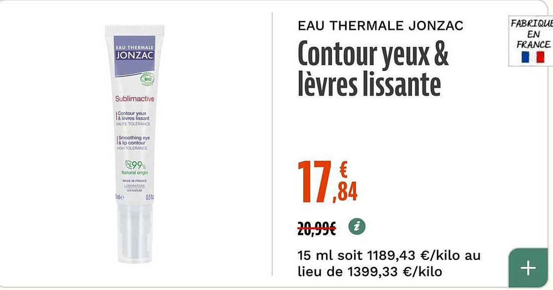EAU THERMALE JONZAC Contour yeux & lèvres lissante