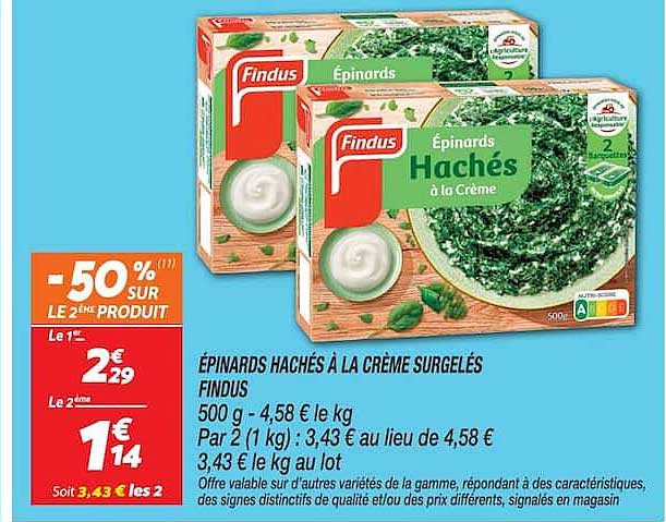 ÉPINARDS HACHÉS À LA CRÈME SURGELÉS FINDUS