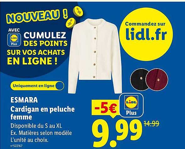 ESMARA Cardigan en peluche femme