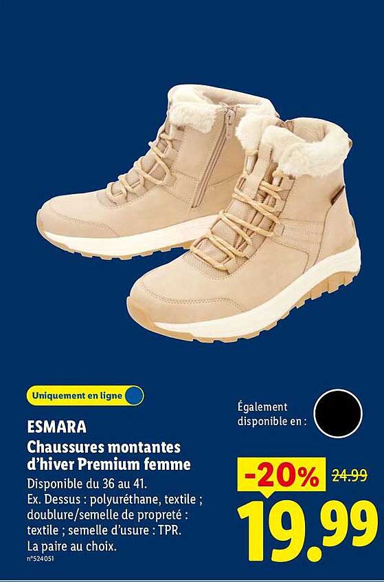 ESMARA Chaussures montantes d'hiver Premium femme