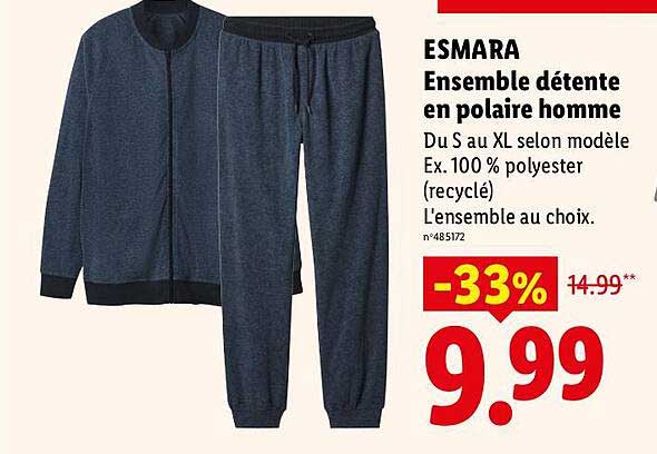 ESMARA Ensemble détente en polaire homme