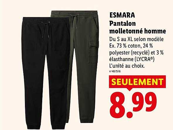 ESMARA Pantalon molletonné homme