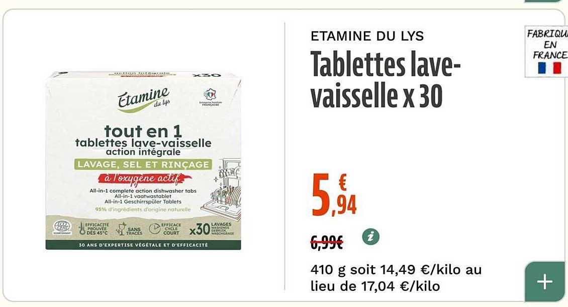 ETAMINE DU LYS Tablettes lave-vaisselle x 30