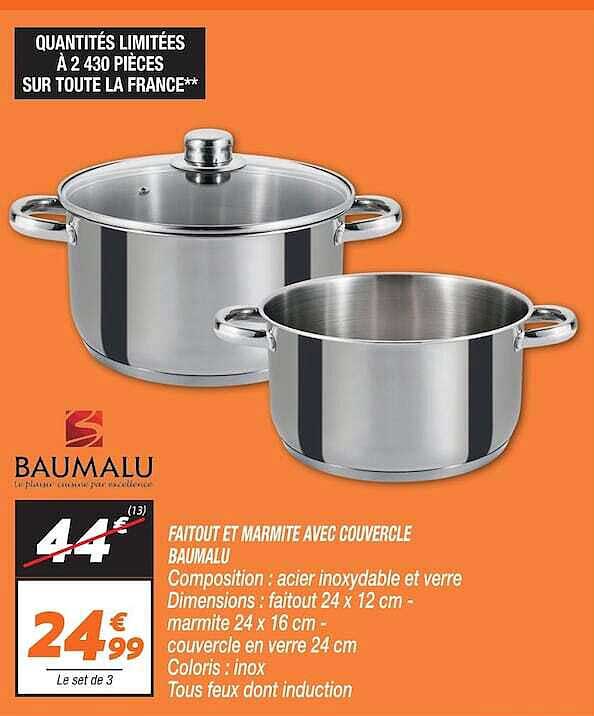 FAITOUT ET MARMITE AVEC COUVERCLE BAUMALU