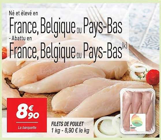 FILETS DE POULET 1 kg - 8,90 € le kg