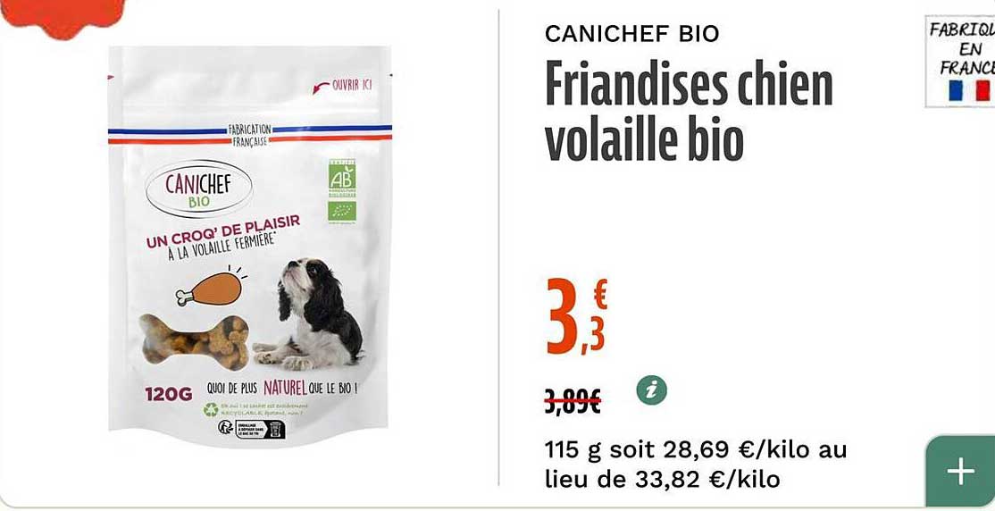 Friandises chien volaille bio