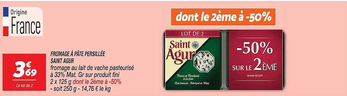 FROMAGE À PÂTE PERSILLÉE SAINT AGUR