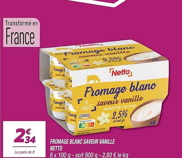 FROMAGE BLANC SAVEUR VANILLE NETTO