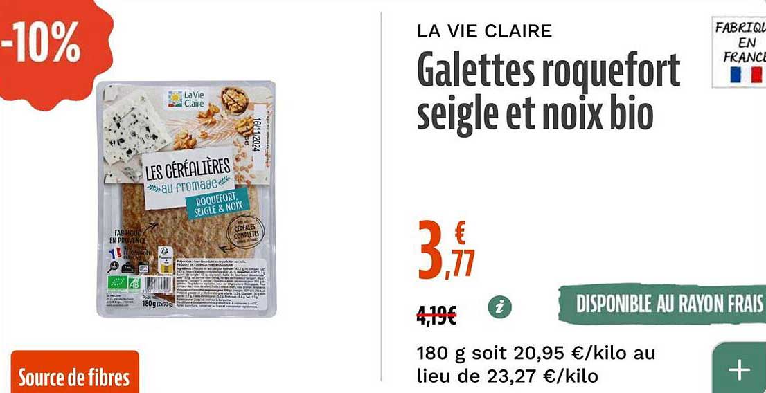 Galettes roquefort seigle et noix bio
