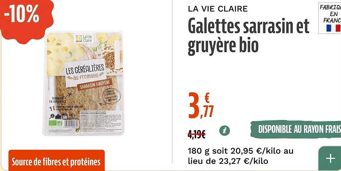 Galettes sarrasin et gruyère bio